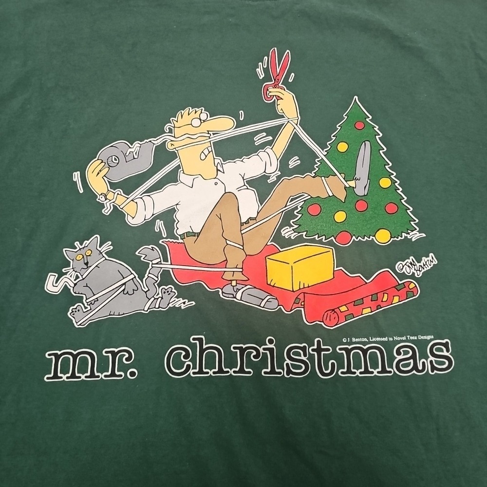 Vintage 80s‎ Jim Benton Happy Crazy Mr Christmas T Shirt L Gag Gift Misters USA